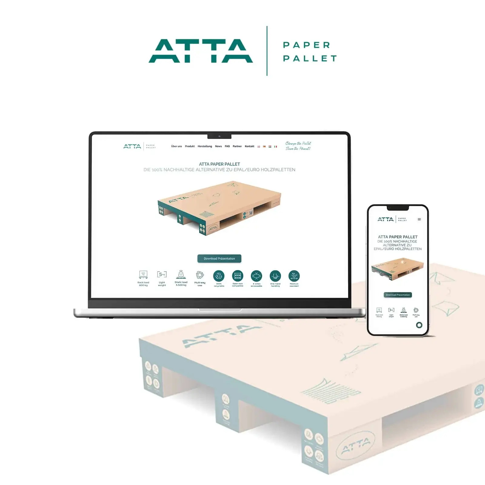 Atta Pallet durch gezieltes digitales Marketing und eine optimierte Webseite seine Präsenz